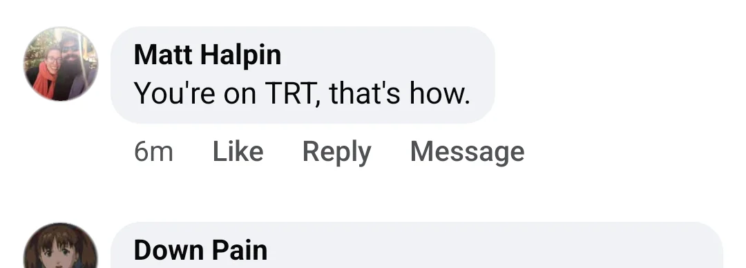 A social media comment reacting to Ted’s physique 3