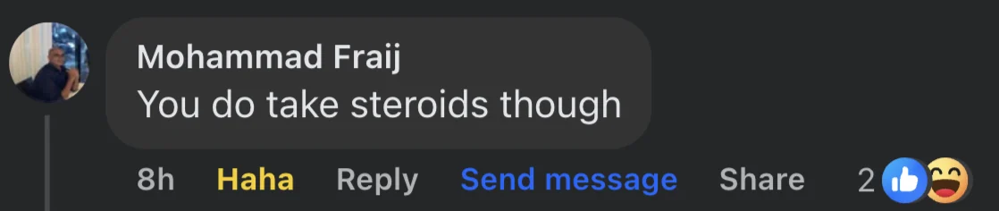 A social media comment reacting to Ted’s physique 6